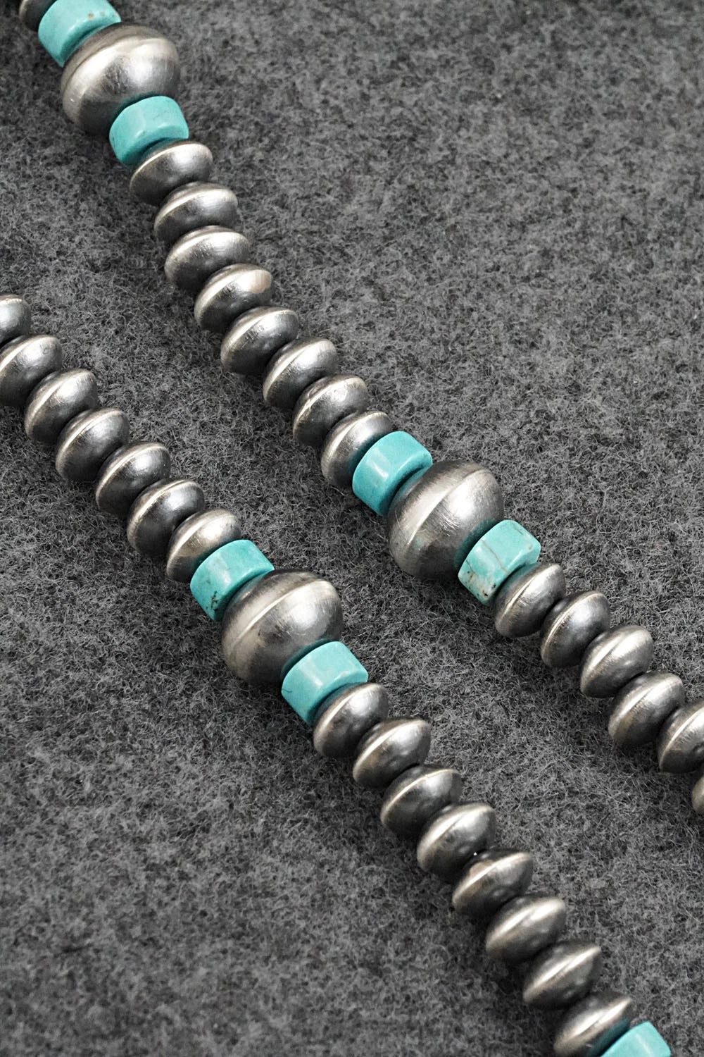 Turquoise & Sterling Silver Navajo Pearl Necklace 18" - Crystal Haley