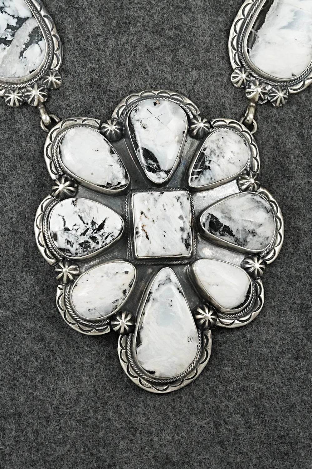 White Buffalo & Sterling Silver Necklace and Earrings Set - Paul Livingston