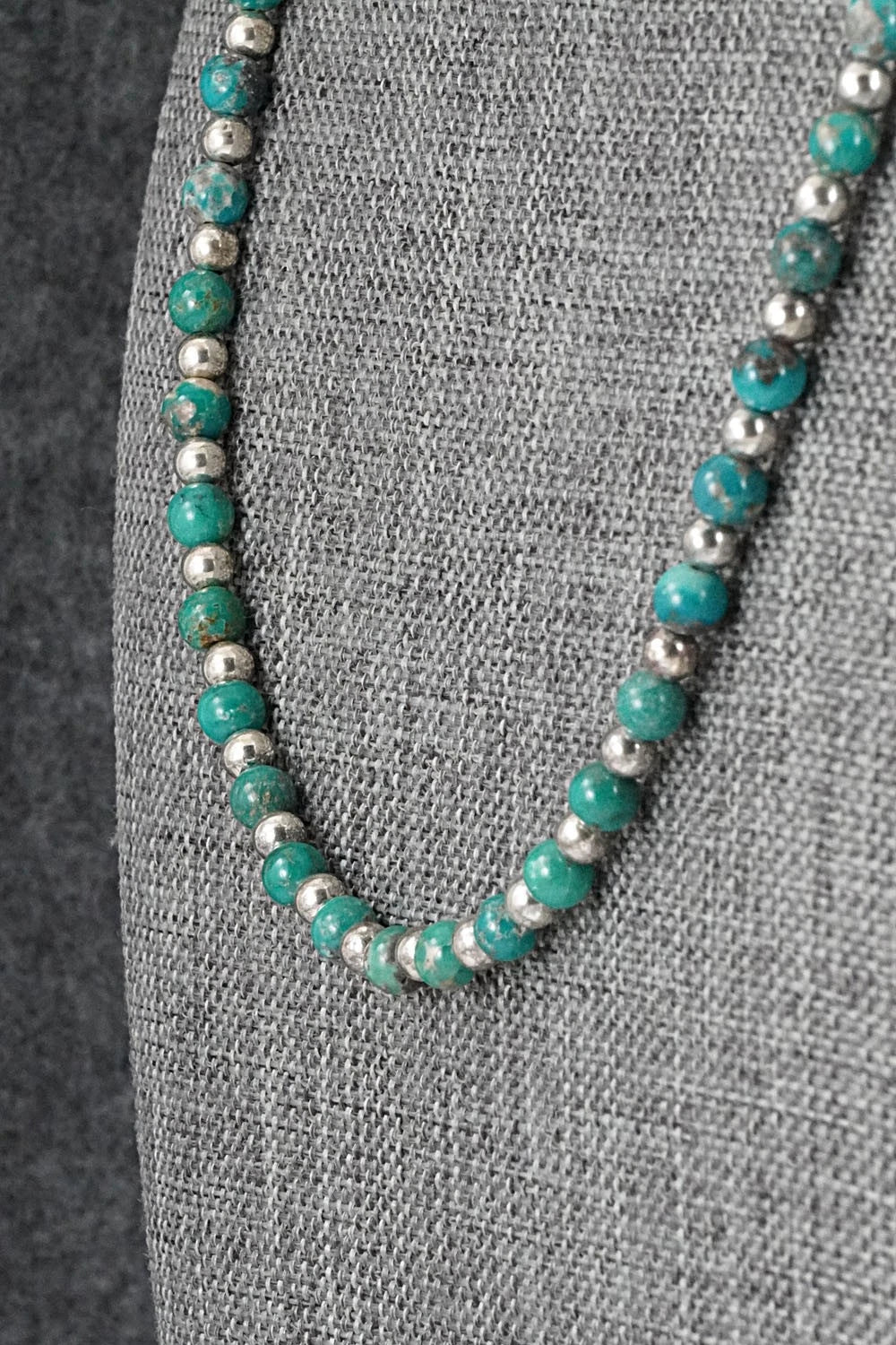 Turquoise & Sterling Silver Necklace 18" - Doreen Jake