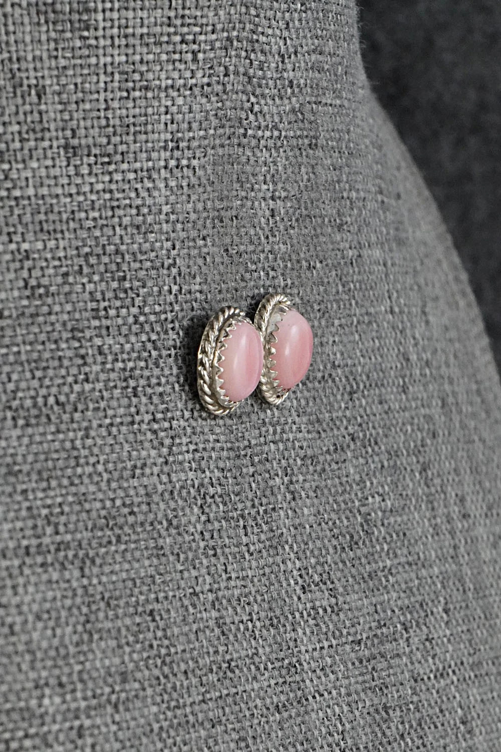 Pink Conch & Sterling Silver Earrings - Esther White