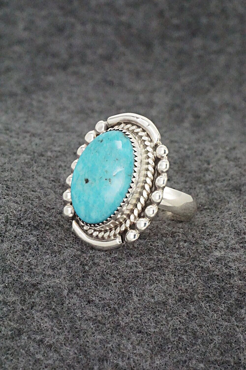 Turquoise & Sterling Silver Ring - Kenny Calavaza - Size 7.5