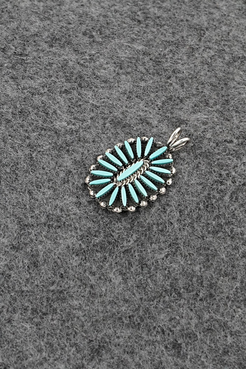 Turquoise & Sterling Silver Pendant - Fritzon Owaleon