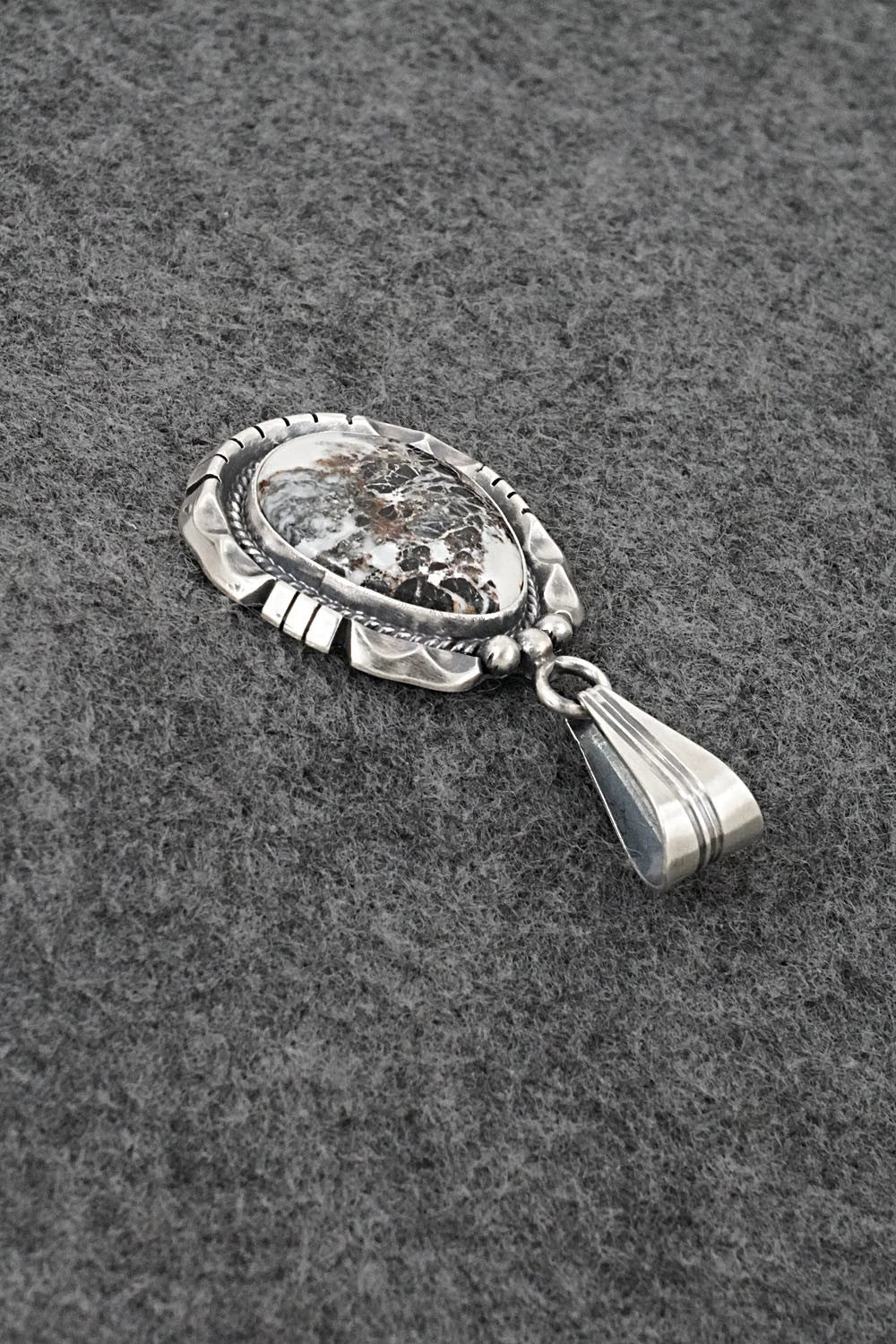 White Buffalo & Sterling Silver Pendant - Samuel Yellowhair