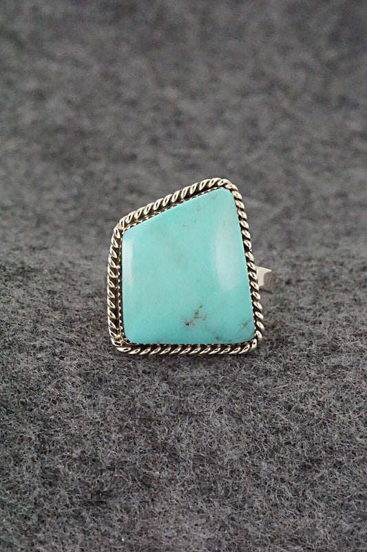 Turquoise & Sterling Silver Ring - Sheena Jack - Size 8 (Adj.)