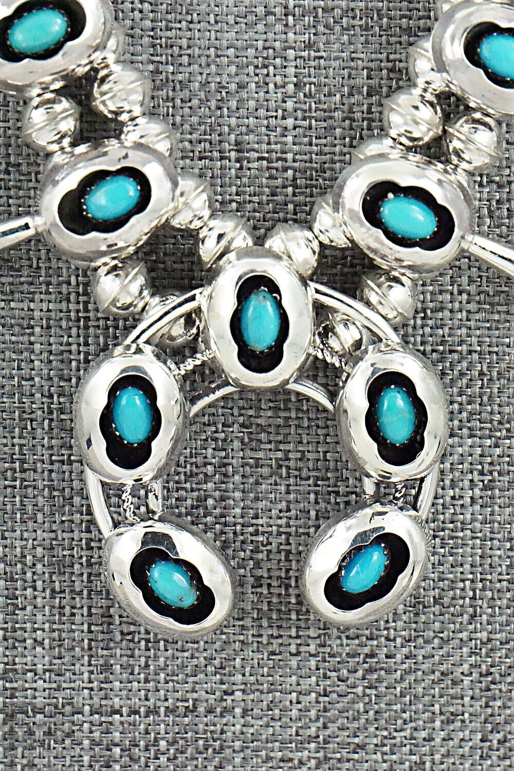 Turquoise & Sterling Silver Mini Squash Blossom Set - Phil Garcia