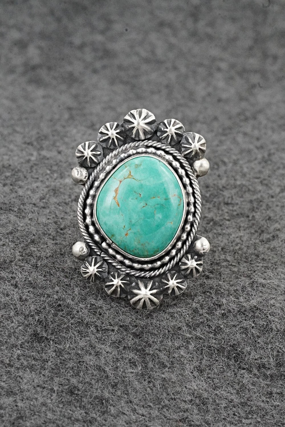 Turquoise & Sterling Silver Ring - Cordell Platero - Size Adjustable