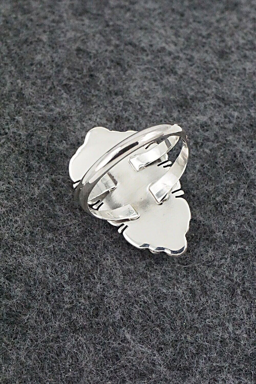 Spiny Oyster, Opalite & Sterling Silver Inlay Ring - James Manygoats - Size 8.5