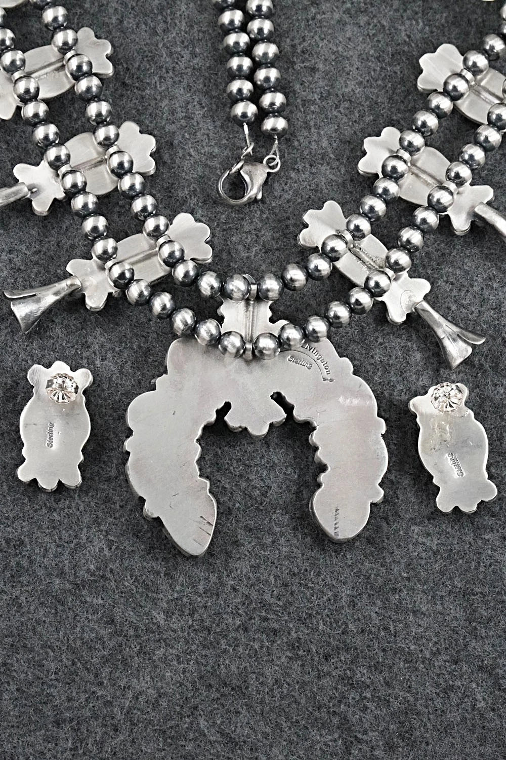 White Buffalo & Sterling Silver Squash Blossom Set - Darrin Livingston