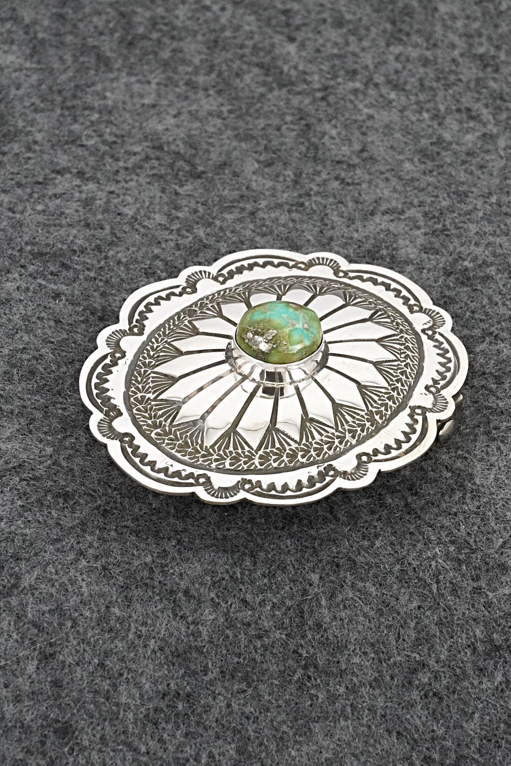 Turquoise & Sterling Silver Belt Buckle - Arnold Blackgoat