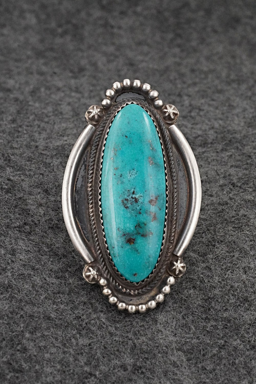 Turquoise & Sterling Silver Ring - Leslie Nez - Size 9.5