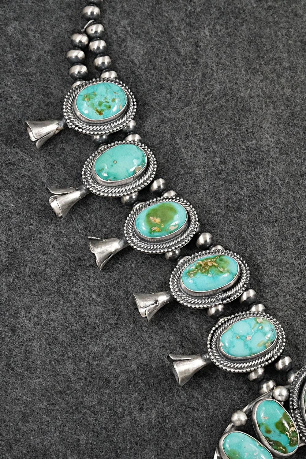Turquoise & Sterling Silver Squash Blossom Set - Bobby Johnson