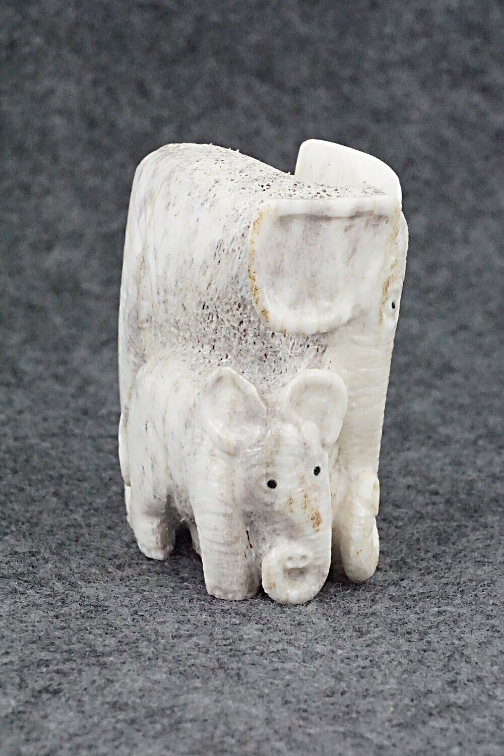 Elephant and Calf Zuni Fetish Carving - Maxx Laate