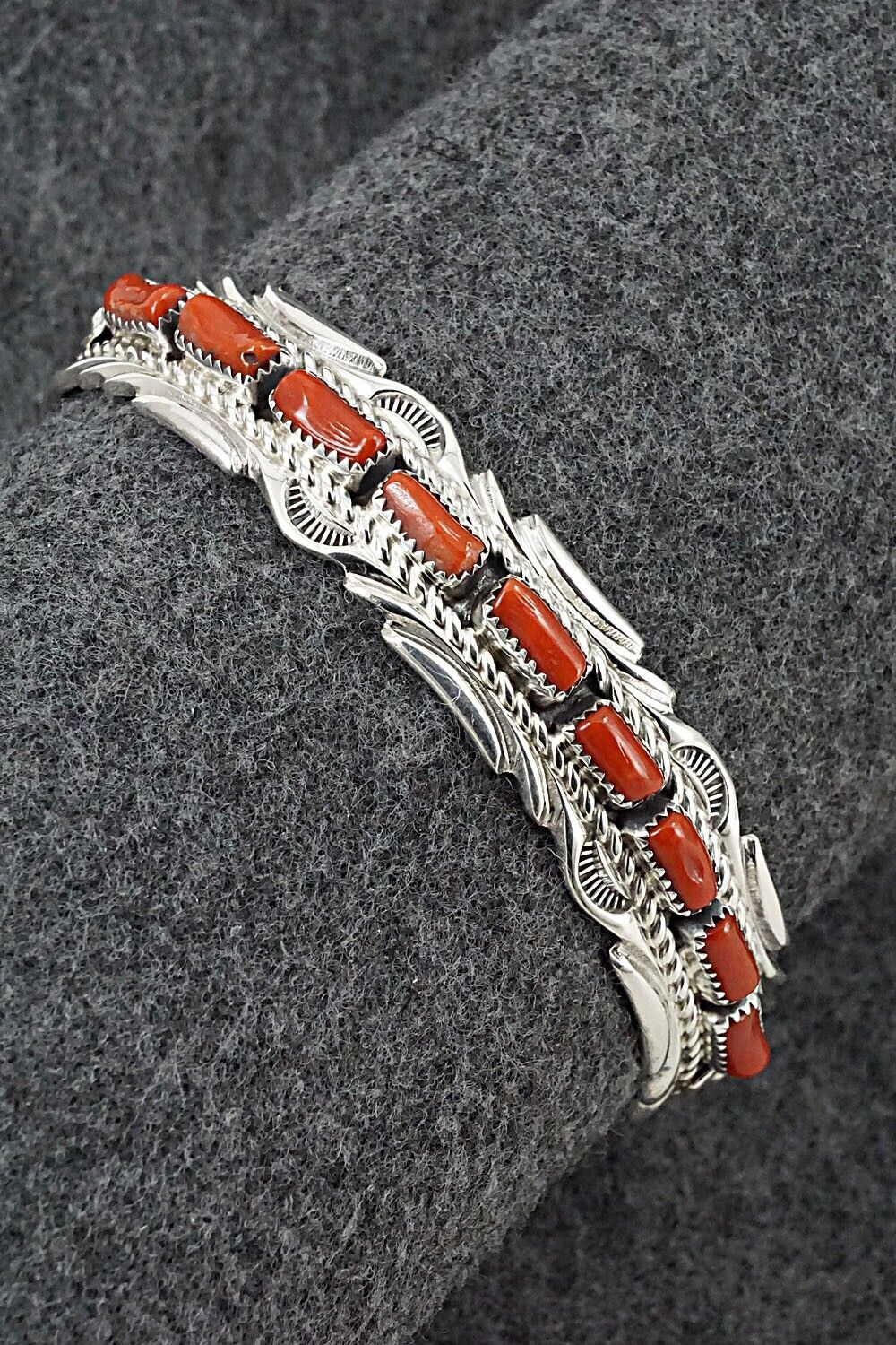 Coral & Sterling Silver Bracelet - Anthony Brown