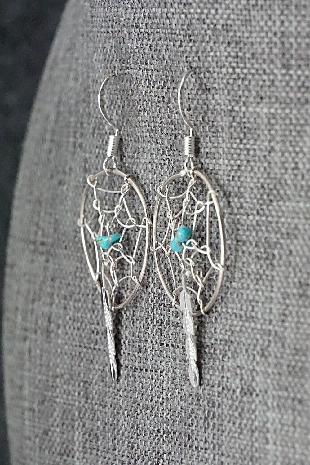 Turquoise & Sterling Silver Earrings - Helena Yazzie