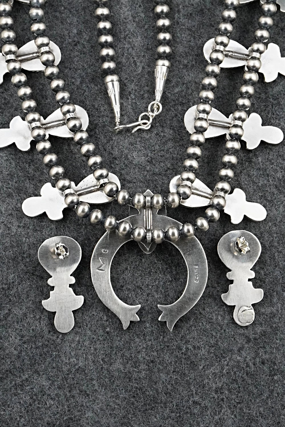 Turquoise & Sterling Silver Squash Blossom Set - Matthew Gordon