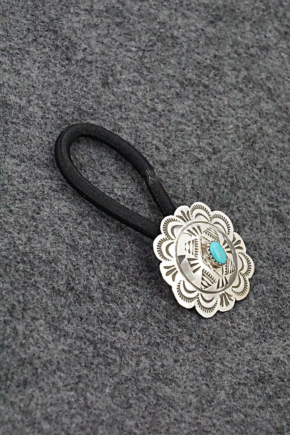 Turquoise & Sterling Silver Hair Tie - Bertha Begay