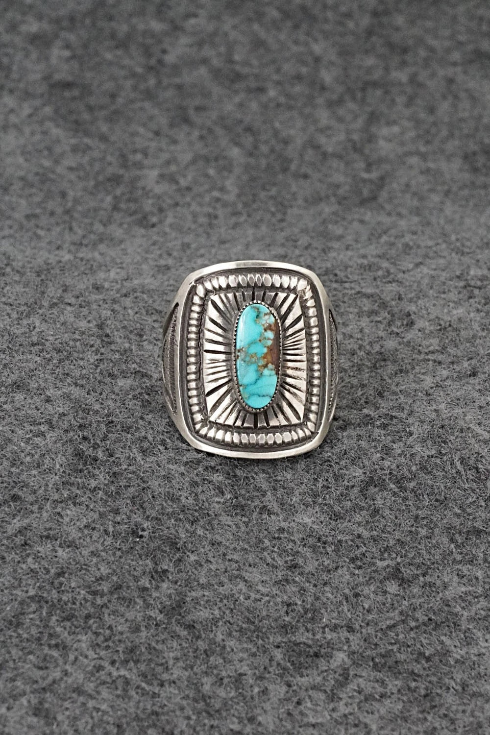 Turquoise & Sterling Silver Ring - Calvin Martinez - Size 8