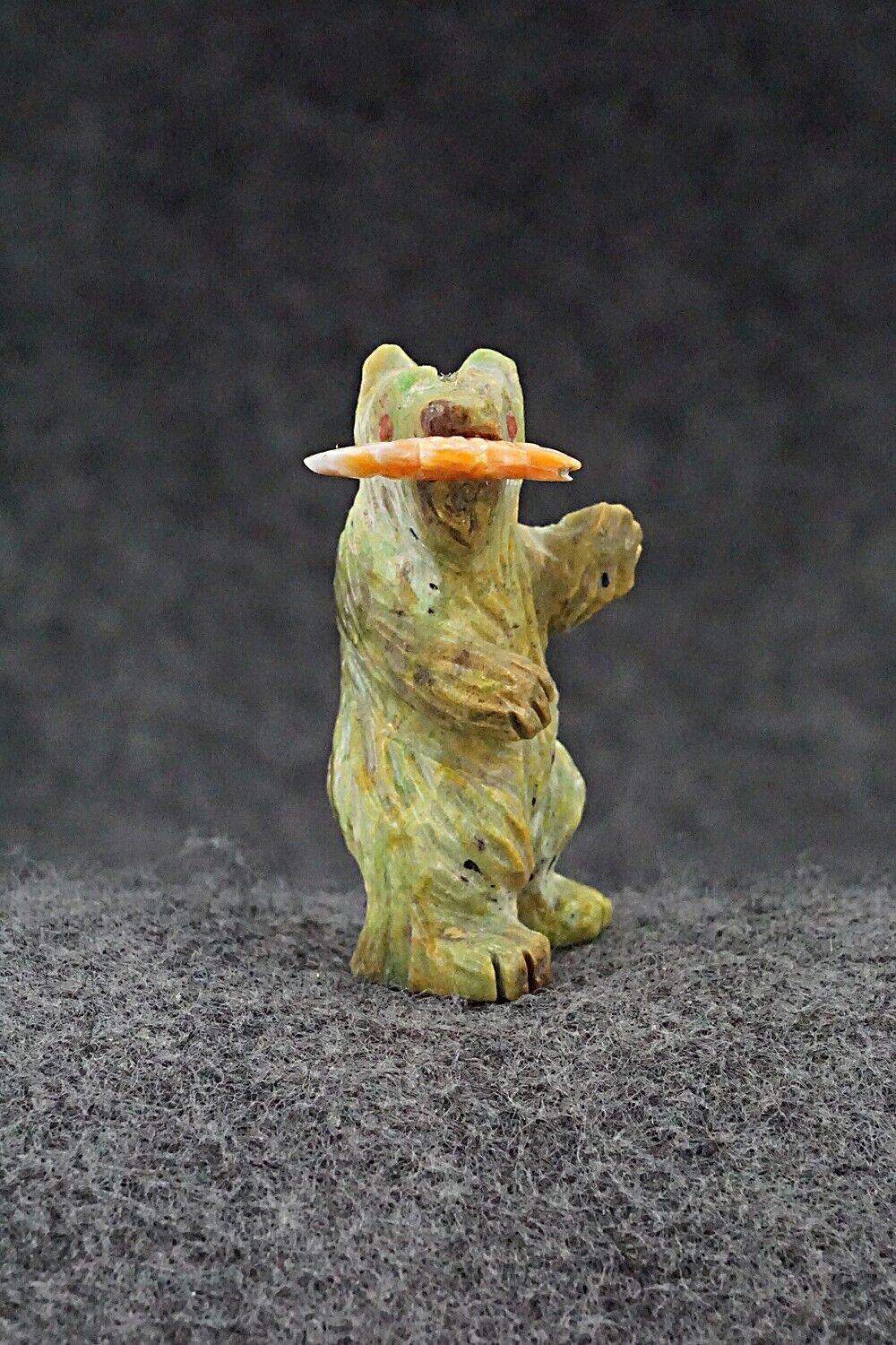 Bear with Fish Zuni Fetish Carving - Andres Quandelacy
