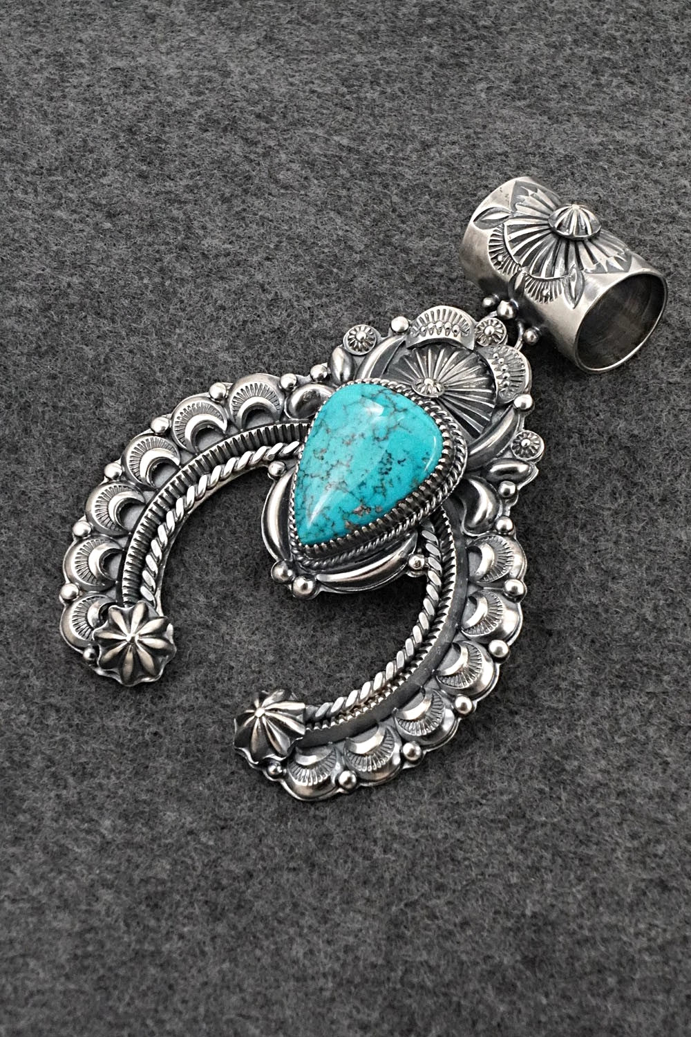 Turquoise & Sterling Silver Naja Pendant - Delbert Gordon