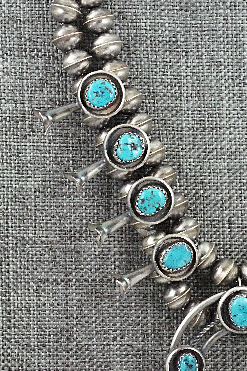 Turquoise & Sterling Silver Mini Squash Blossom Set - Phil Garcia