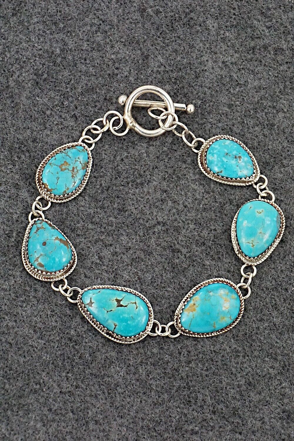 Turquoise & Sterling Silver Link Bracelet - Ernest Hawthorne