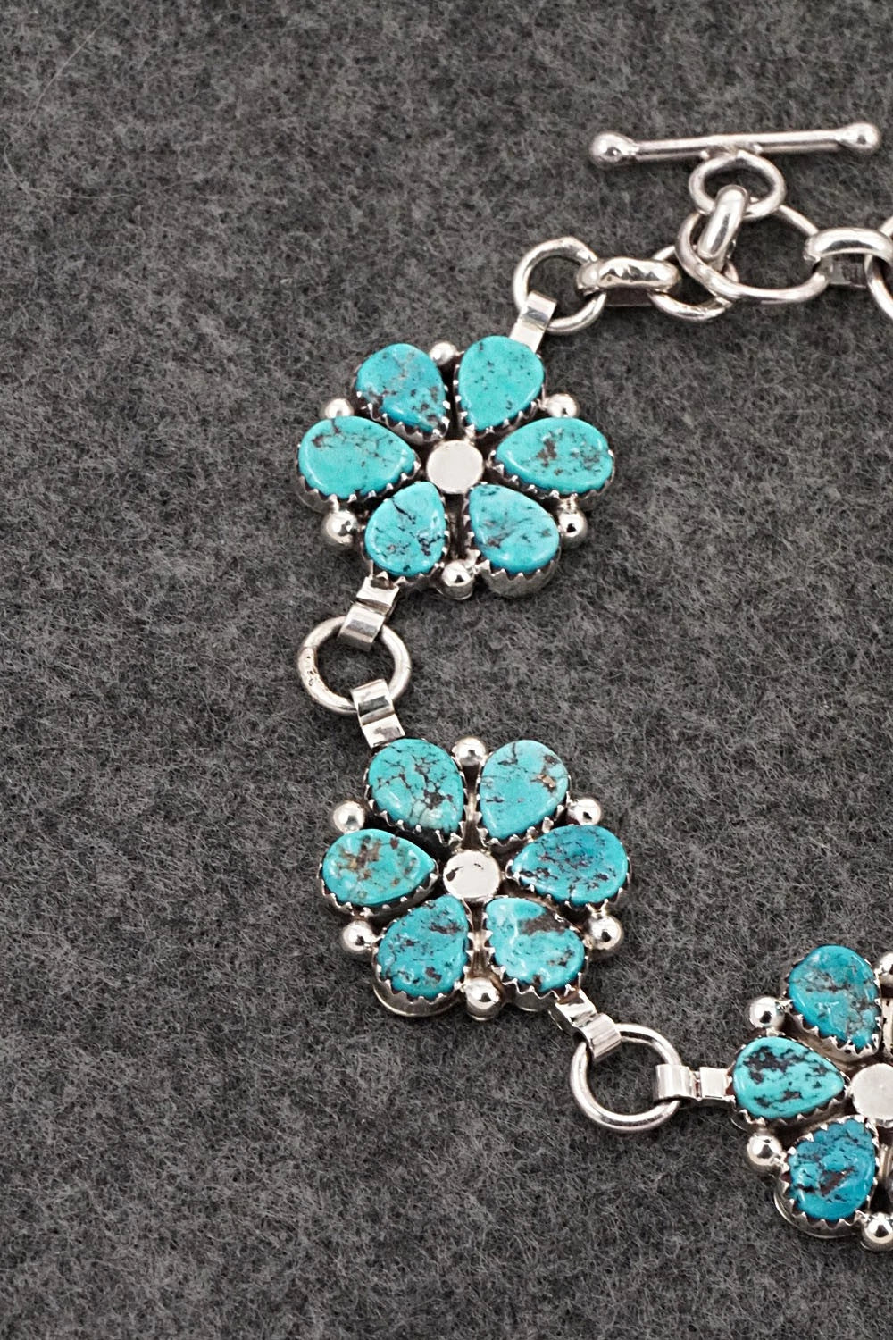 Turquoise & Sterling Silver Link Bracelet - Anthony Brown