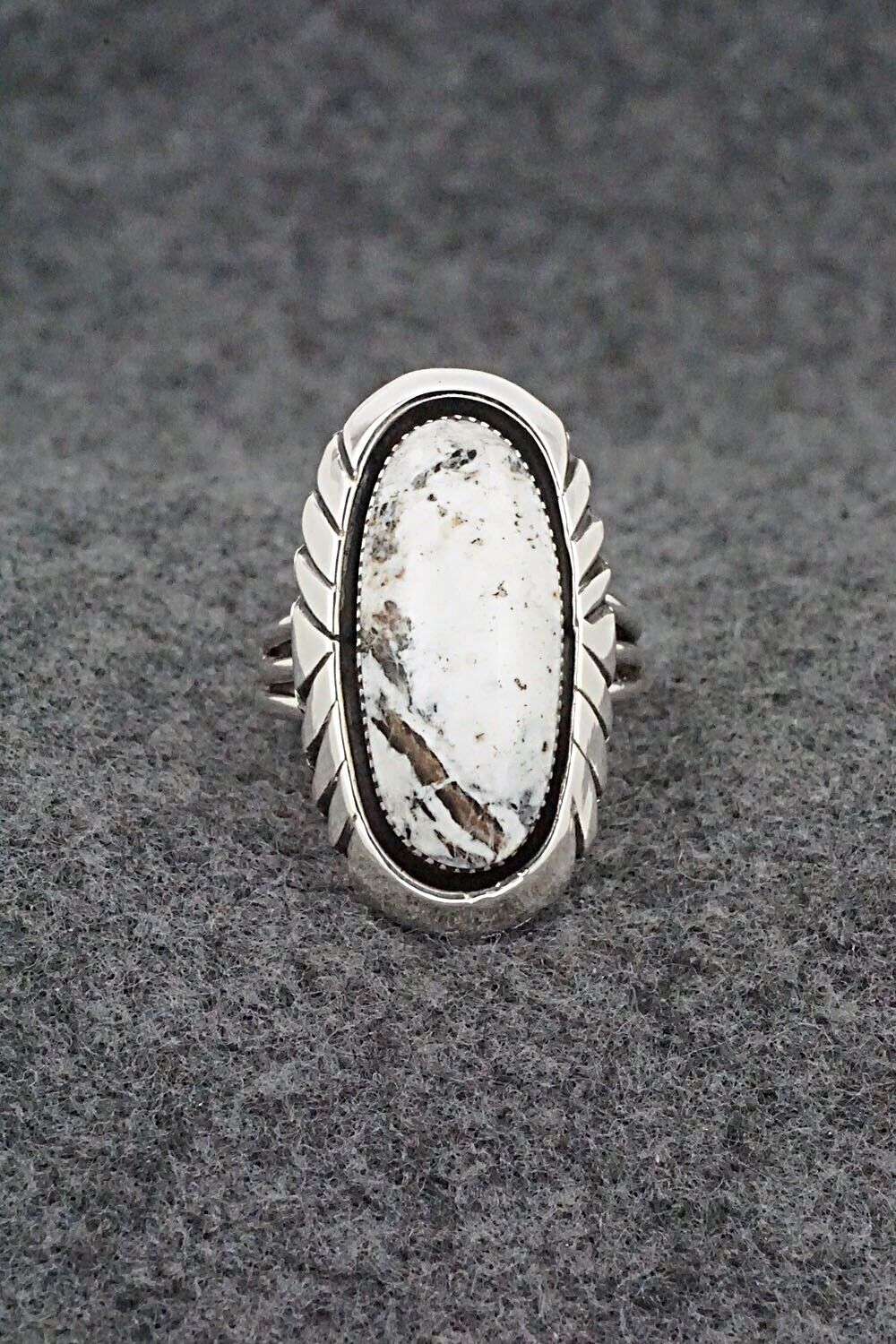 White Buffalo & Sterling Silver Ring - Myra Benally - Size 8