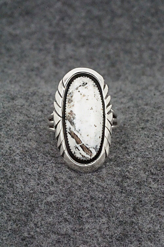 White Buffalo & Sterling Silver Ring - Myra Benally - Size 8