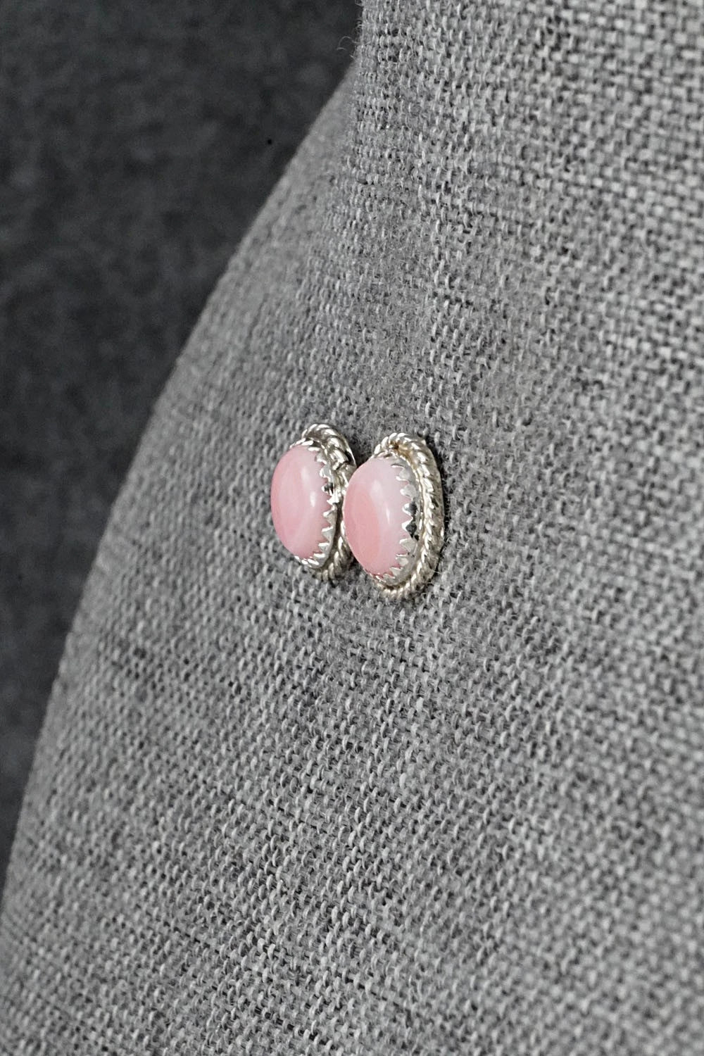 Pink Conch & Sterling Silver Earrings - Esther White