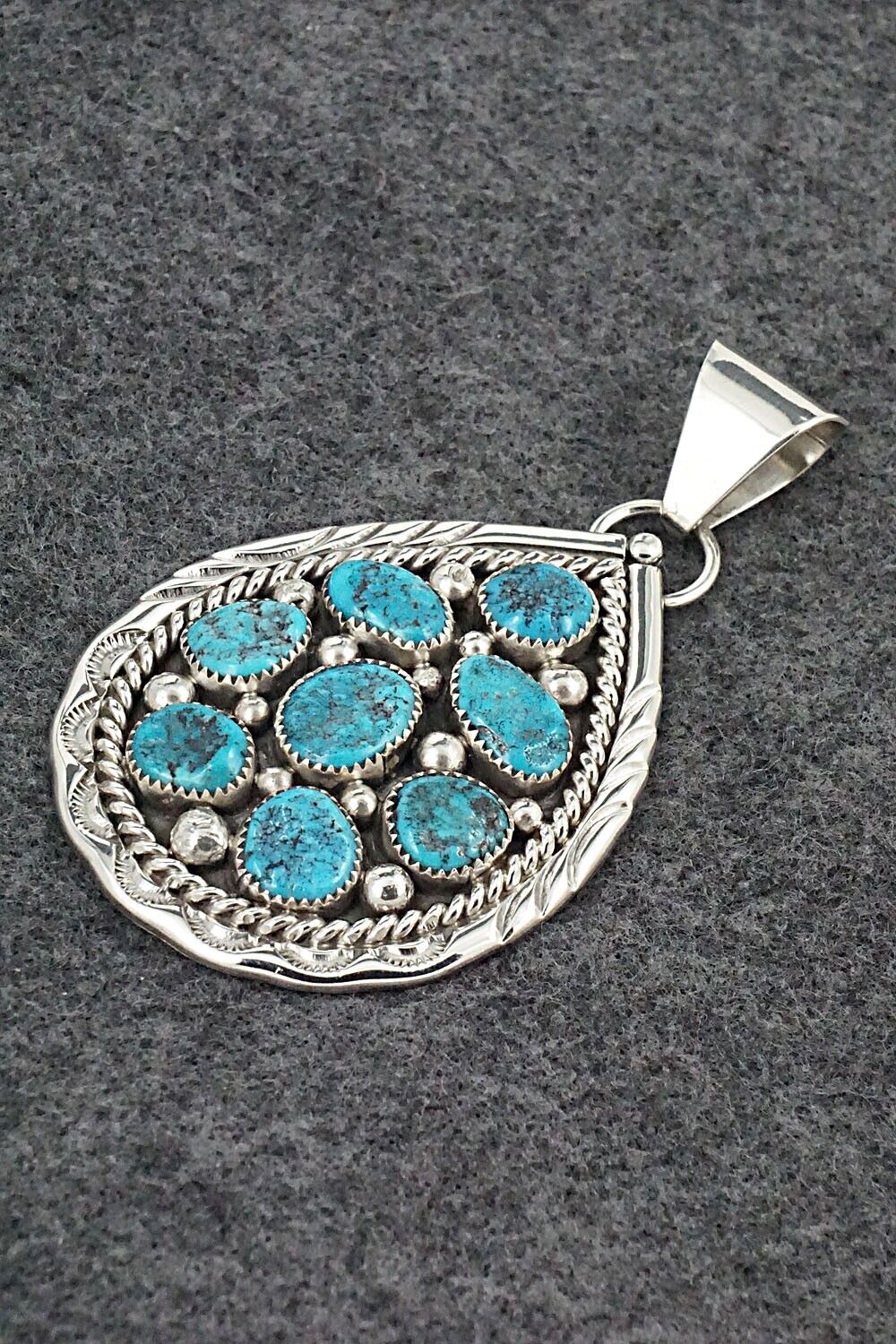 Turquoise & Sterling Silver Pendant - Chester Charley