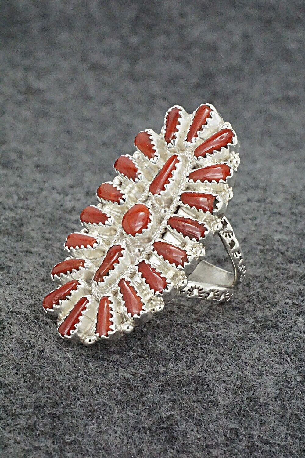 Coral & Sterling Silver Ring - Donovan Wilson - Size 8.5