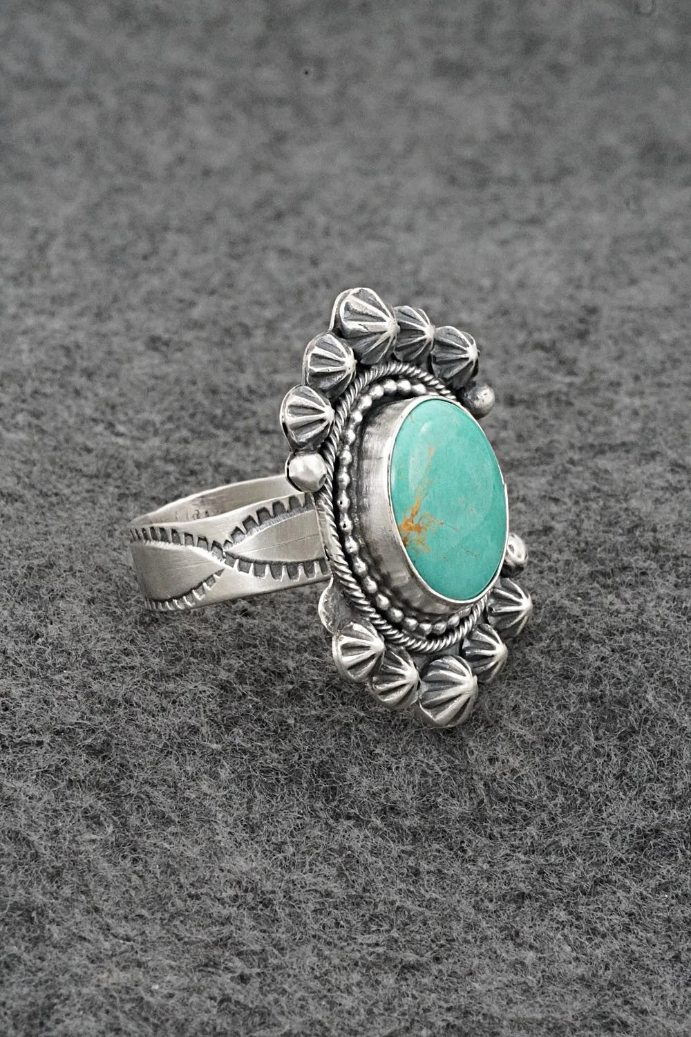 Turquoise & Sterling Silver Ring - Cordell Platero - Size Adjustable
