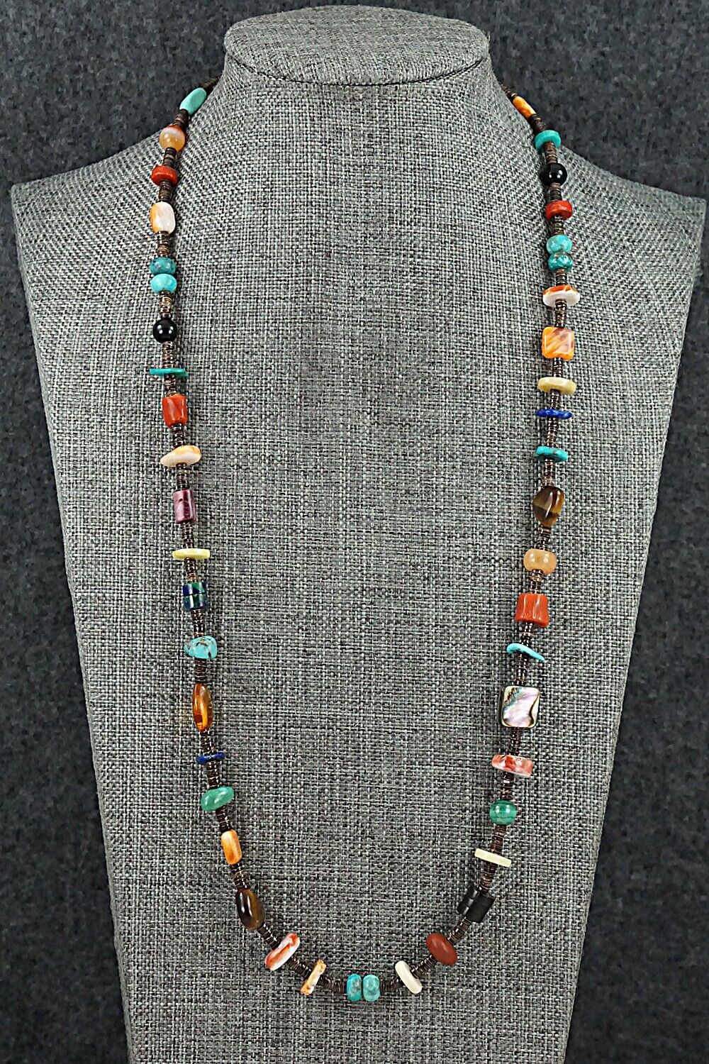 Multi-Stone & Sterling Silver Necklace 28" - Helen Tsosie