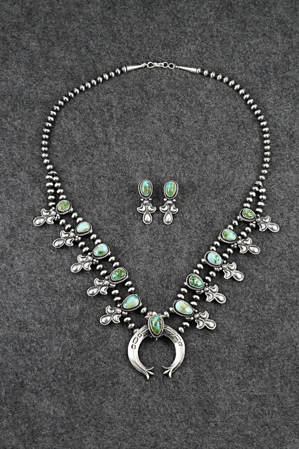 Turquoise & Sterling Silver Squash Blossom Set - Adrienne Gordon