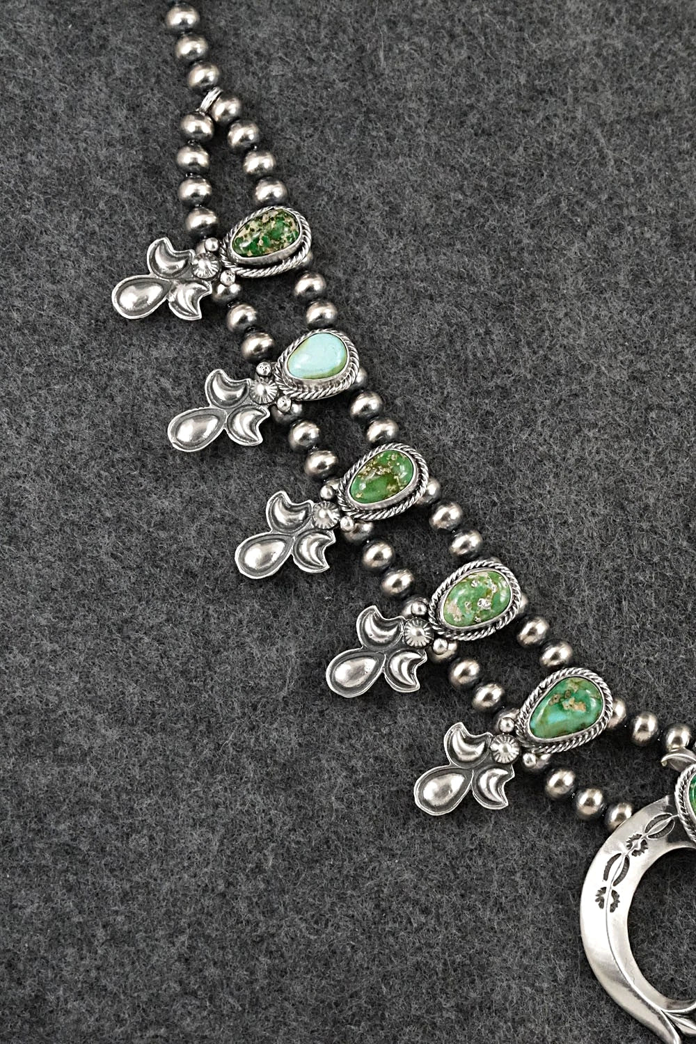 Turquoise & Sterling Silver Squash Blossom Set - Adrienne Gordon