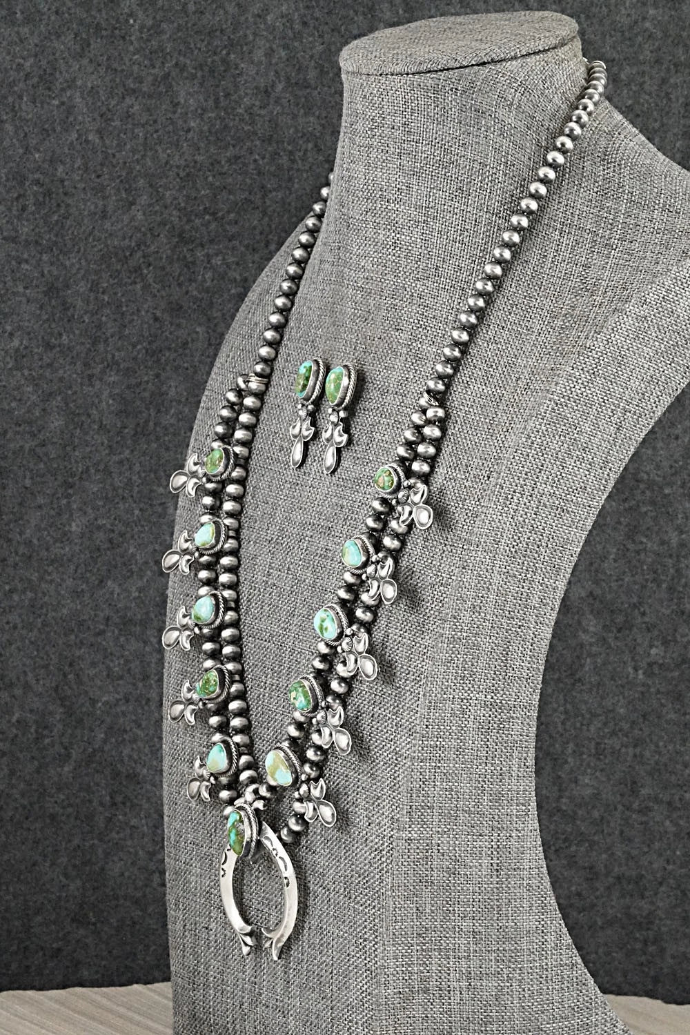 Turquoise & Sterling Silver Squash Blossom Set - Adrienne Gordon