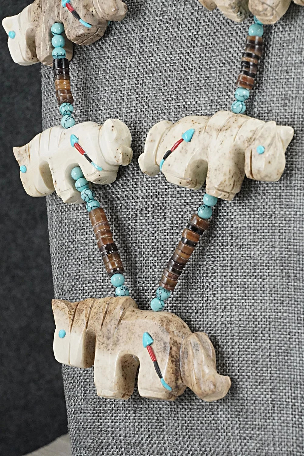Multi-Stone Horse Fetish & Sterling Silver Necklace Set - Dannette Laate