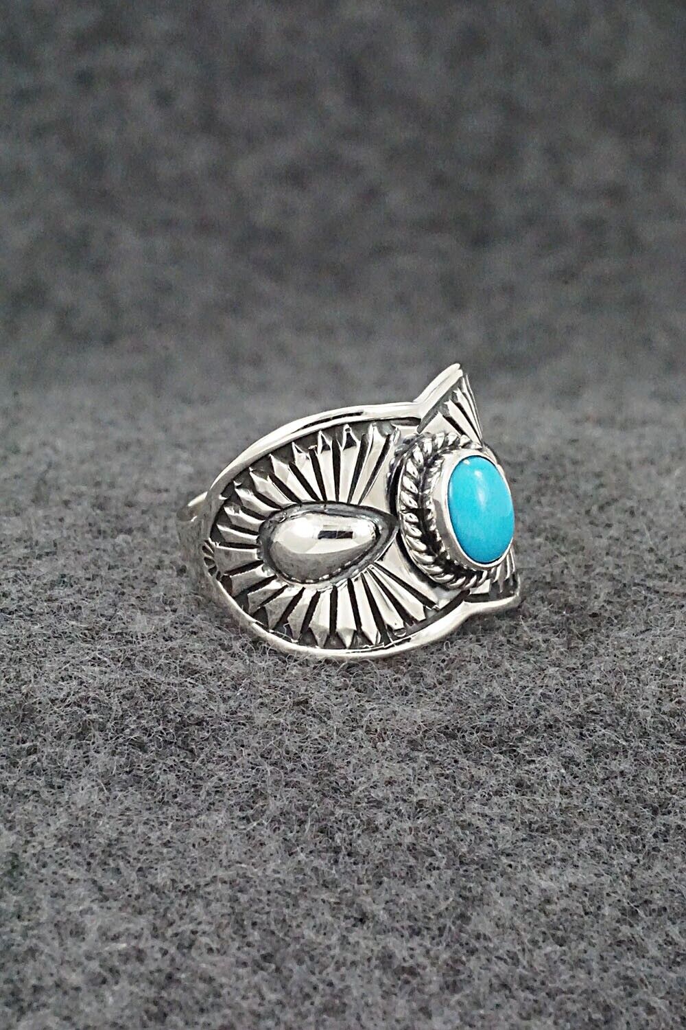 Turquoise & Sterling Silver Ring - Derrick Gordon - Size 8.5