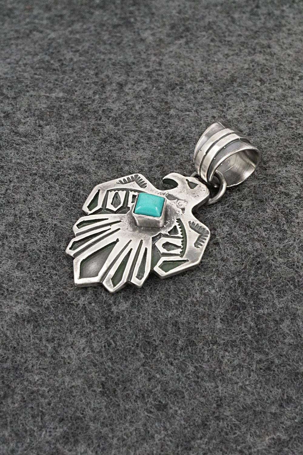 Turquoise & Sterling Silver Pendant - Jerold Joe
