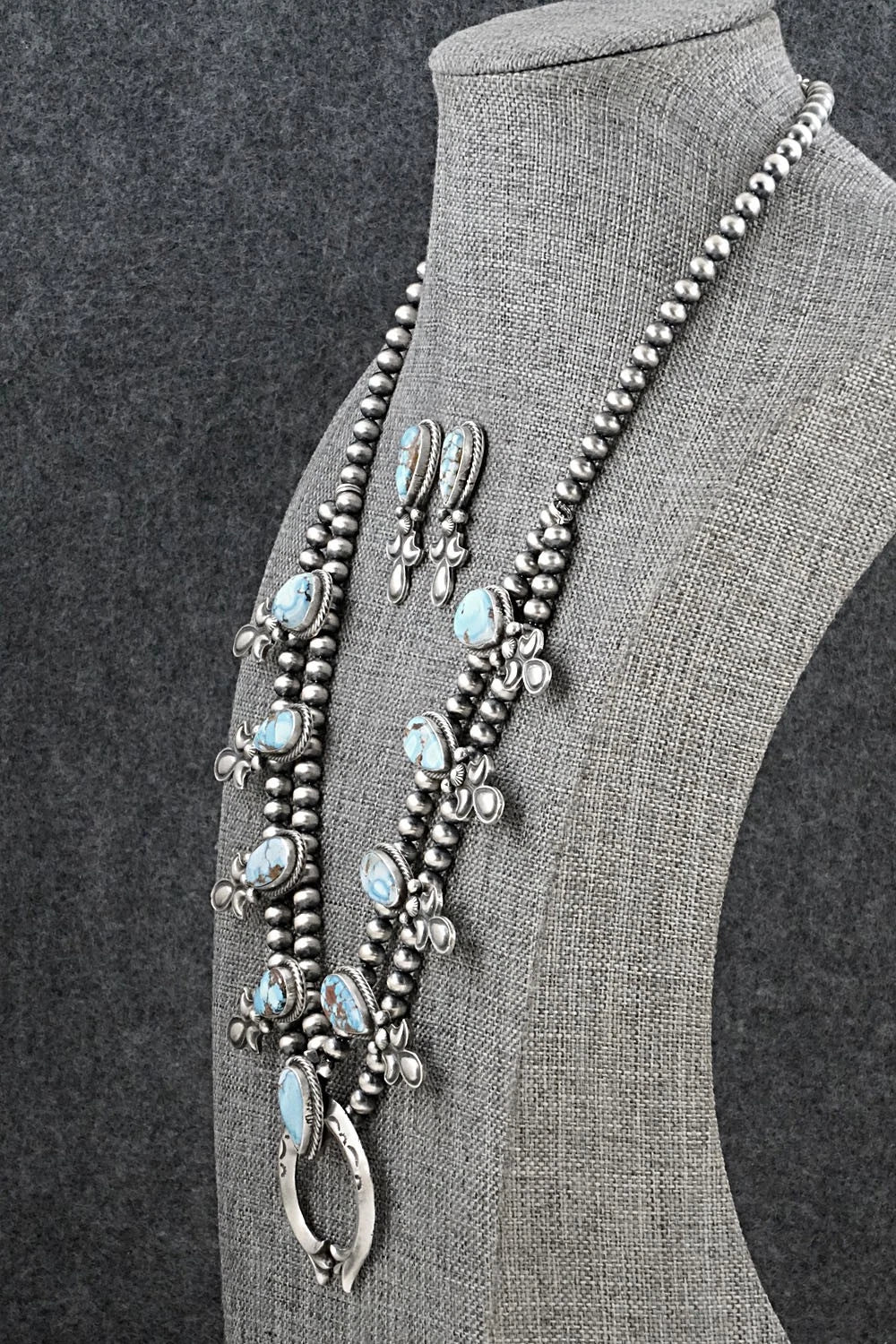 Turquoise & Sterling Silver Squash Blossom Set - Matthew Gordon