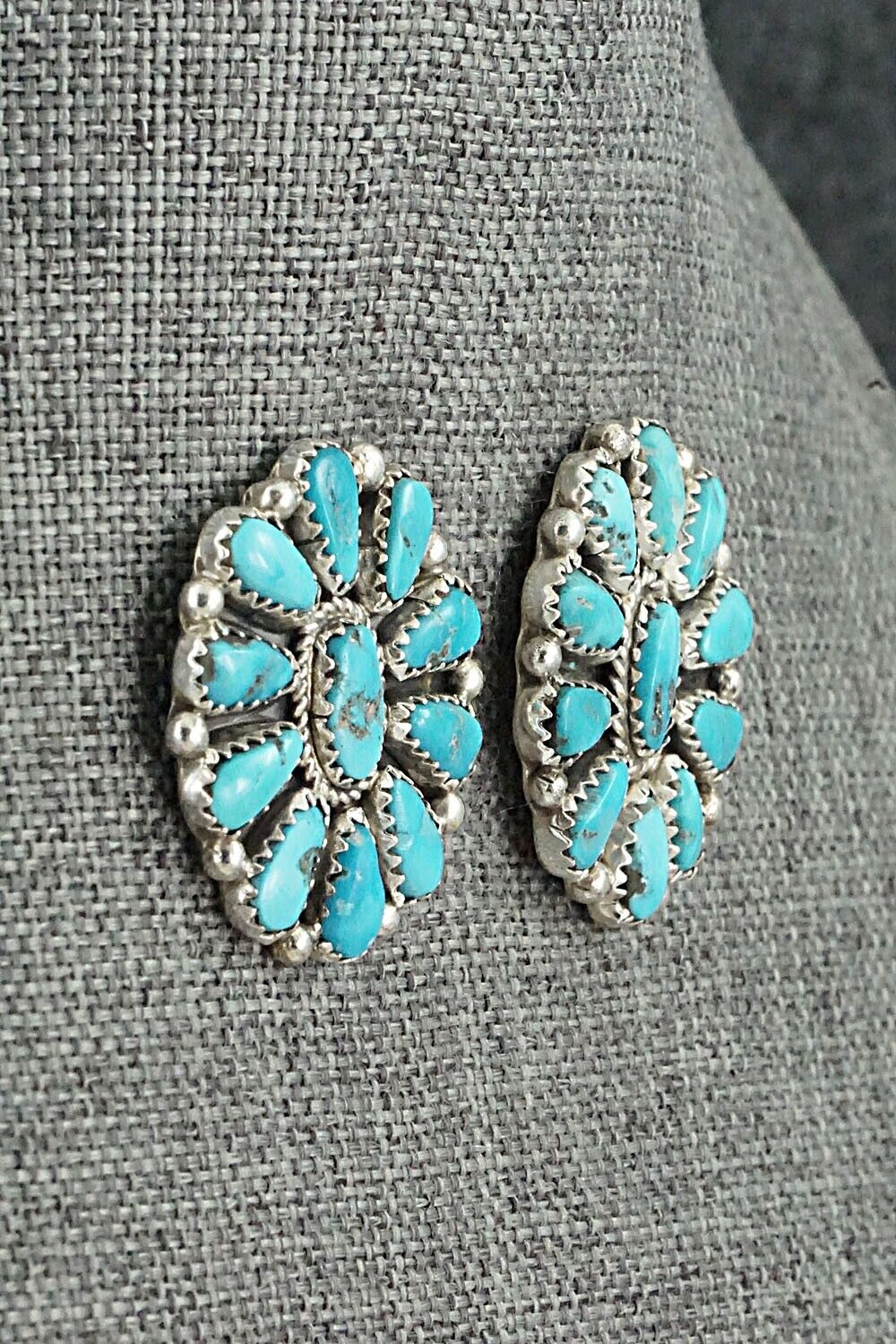 Turquoise & Sterling Silver Squash Blossom Set - Justina Wilson