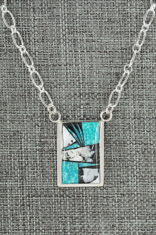 White Buffalo, Turquoise & Sterling Silver Necklace - Michelle Willie