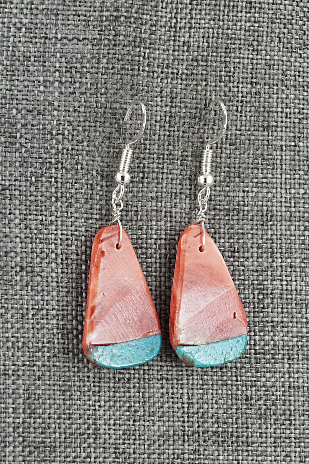 Spiny Oyster, Turquoise & Sterling Silver Earrings - Louise Pete