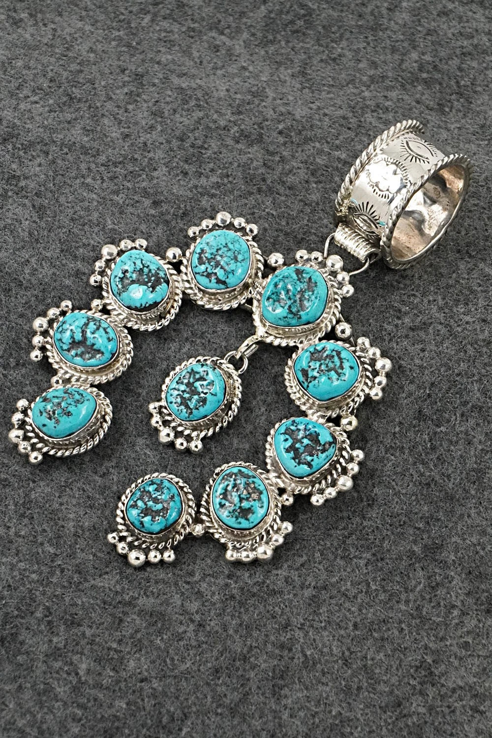 Turquoise and Sterling Silver Naja Pendant - Vernon Johnson