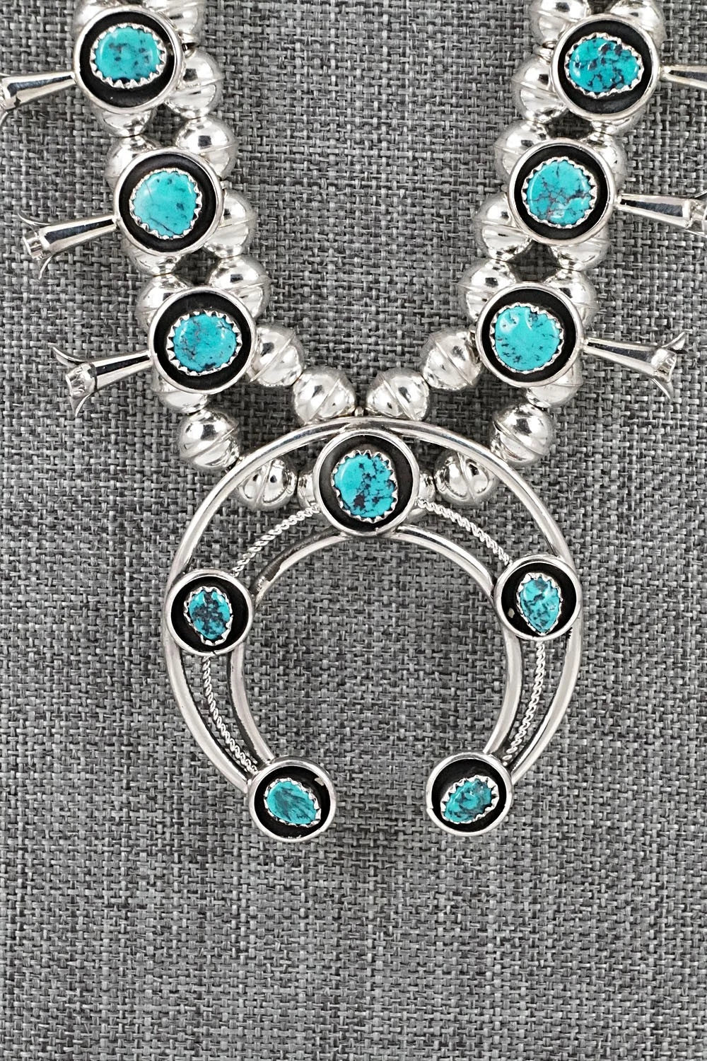 Turquoise & Sterling Silver Squash Blossom Set - Phil Garcia