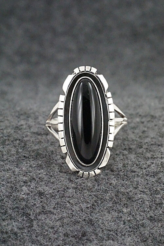 Onyx & Sterling Silver Ring - Amos Begay - Size 8.25