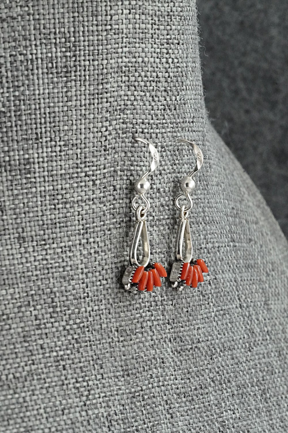 Coral & Sterling Silver Necklace and Earrings Set - Mildred Ukestine