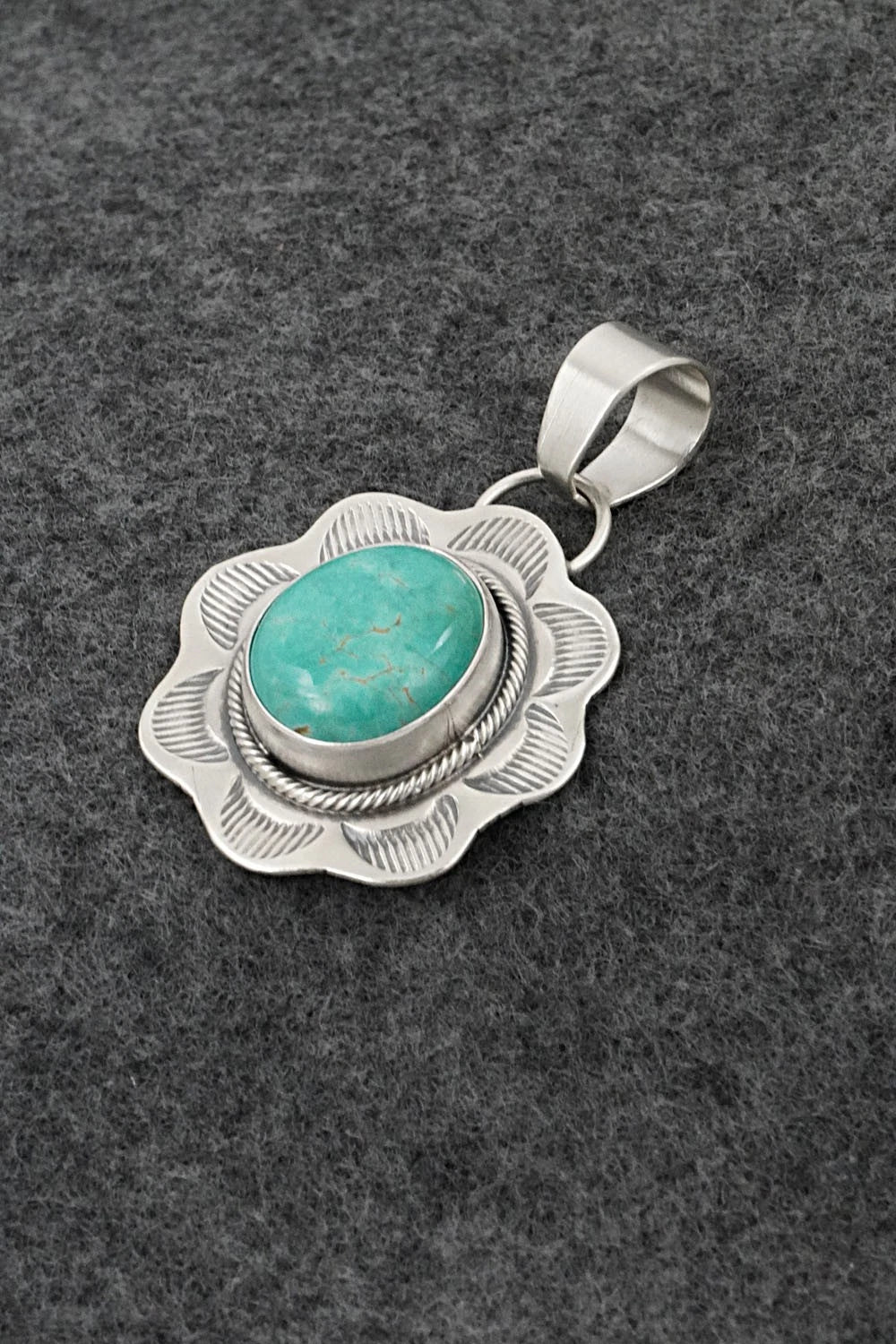 Turquoise & Sterling Silver Pendant - Cordell Platero