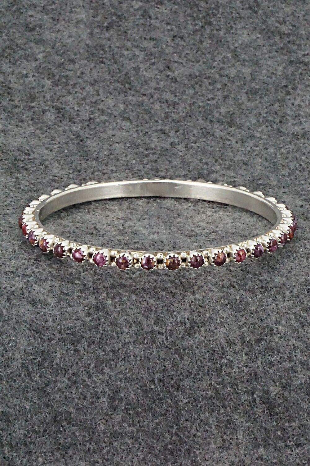 Spiny Oyster & Sterling Silver Bangle - Gaynell Parker