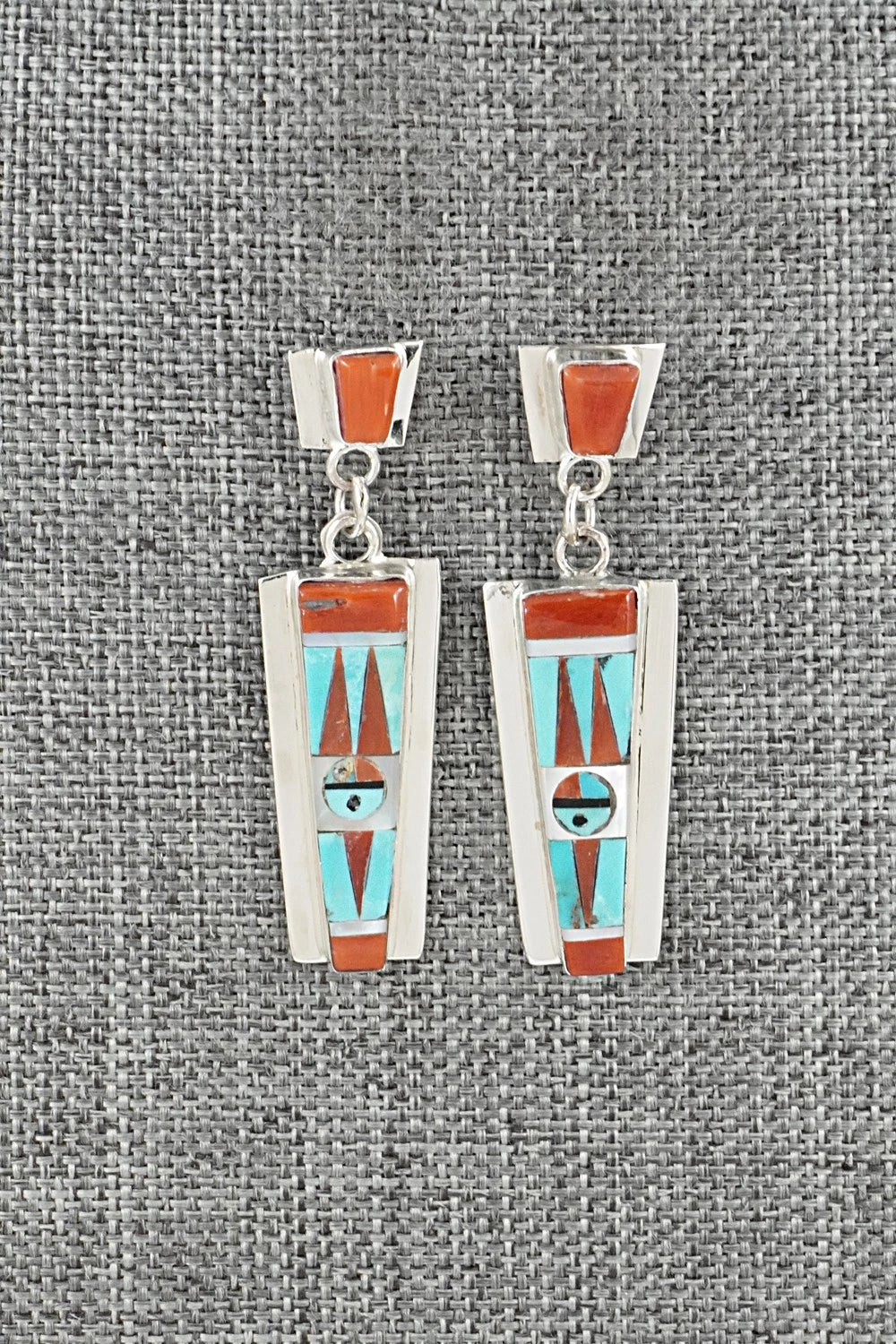 Multi-Stone & Sterling Silver Inlay Earrings - Rayland Edaakie